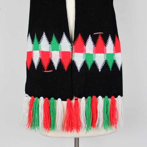 Vintage Unisex 63" Christmas Scarf with Tassel Fringe - Picture 6 of 7